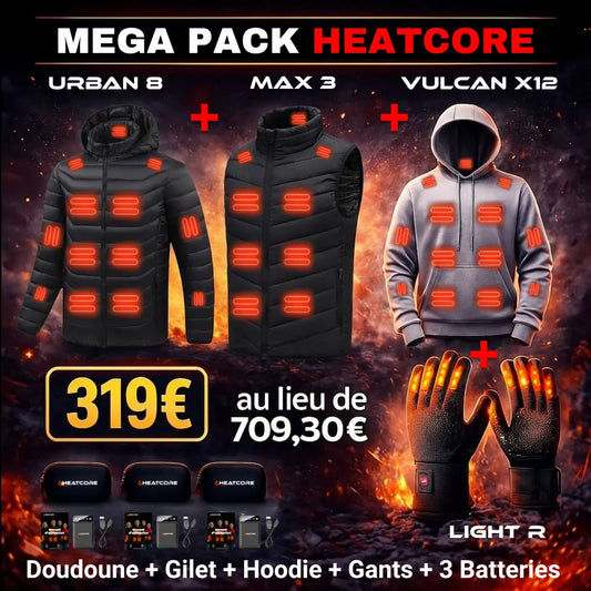 Mega Pack Heatcore™ – Doudoune + Gilet + Hoodie + Gants + Batteries