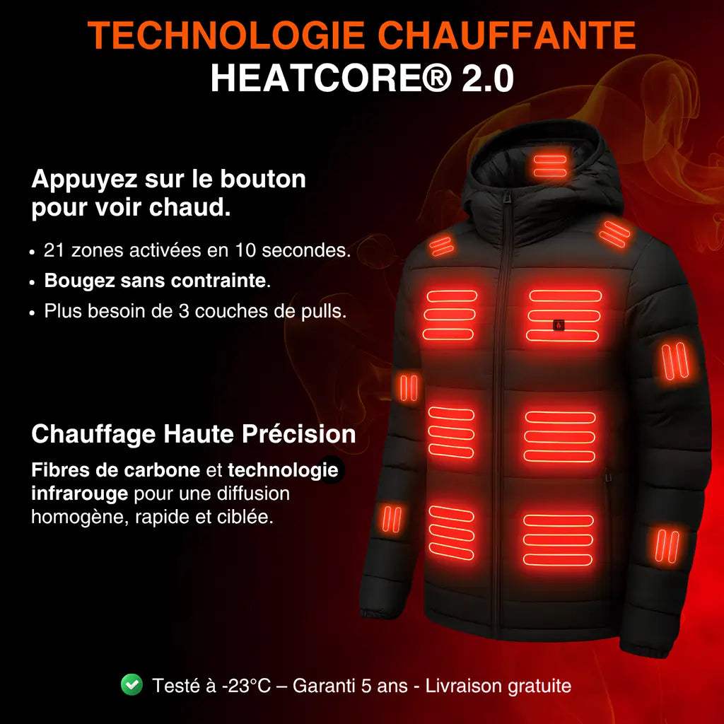 Heatcore Urban 8™ – Veste chauffante unisexe à manches longues (doudoune thermique)
