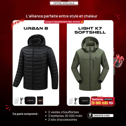 Pack Urban 8 – 2 Vestes + Batteries Offertes